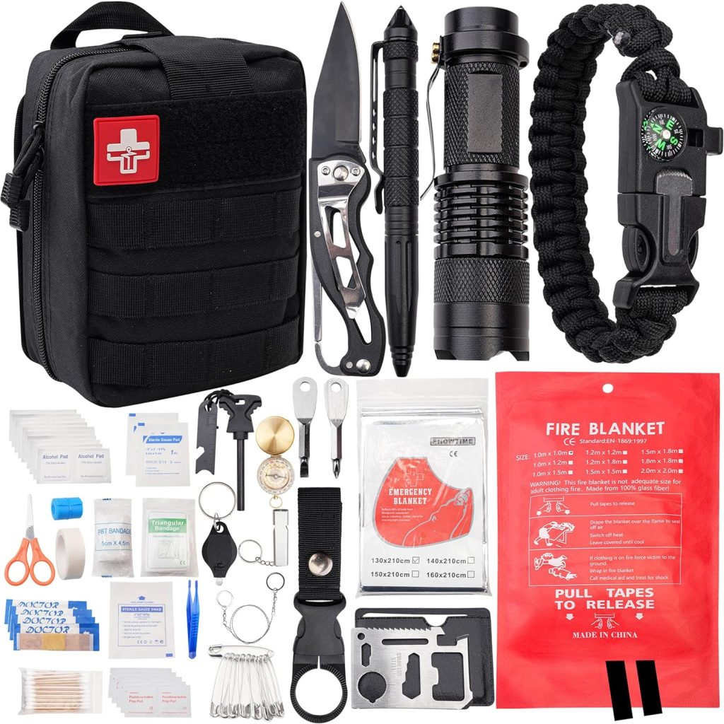 180+PCS First Aid Survival Kit Emergency Essentials Gear Supplies for Car Hiking Camping Home Birthday Gifts for Men