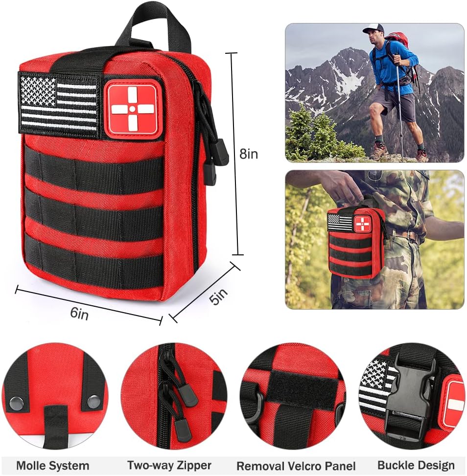 235Pcs Emergency Survival Kit and First Aid Kit Professional Survival Gear Tool with IFAK Molle System Compatible Bag, Gift for Men Camping Outdoor Adventure Boat Hunting Hiking  Earthquake