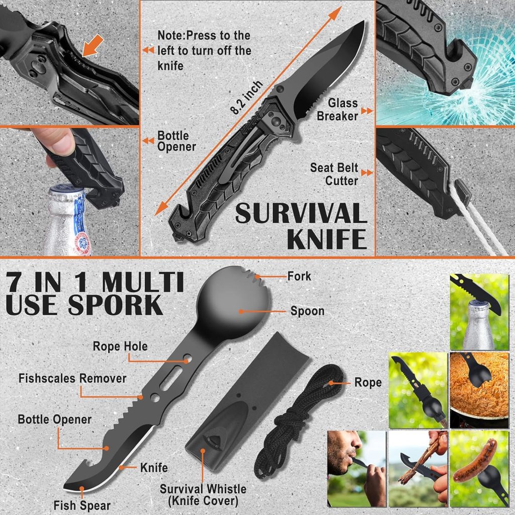 35 in 1 Survival Kit, Gifts for Dad Men Husband, Powerful Survival Gear and Equipment, Birthday Gifts for Him Teen Boy Boyfriend, Upgraded Cool Gadgets for Camping, Hiking, Hunting, Fishing