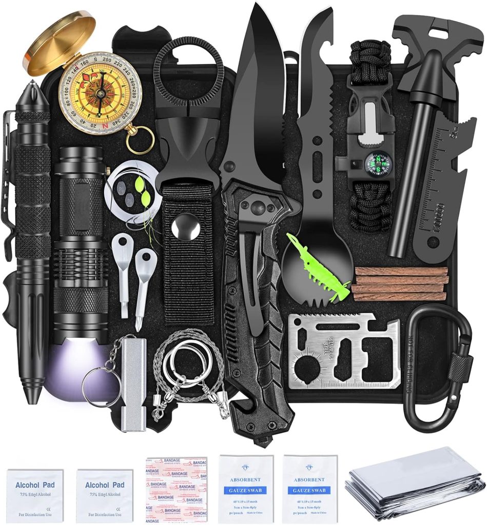 35 in 1 Survival Kit, Gifts for Dad Men Husband, Powerful Survival Gear and Equipment, Birthday Gifts for Him Teen Boy Boyfriend, Upgraded Cool Gadgets for Camping, Hiking, Hunting, Fishing