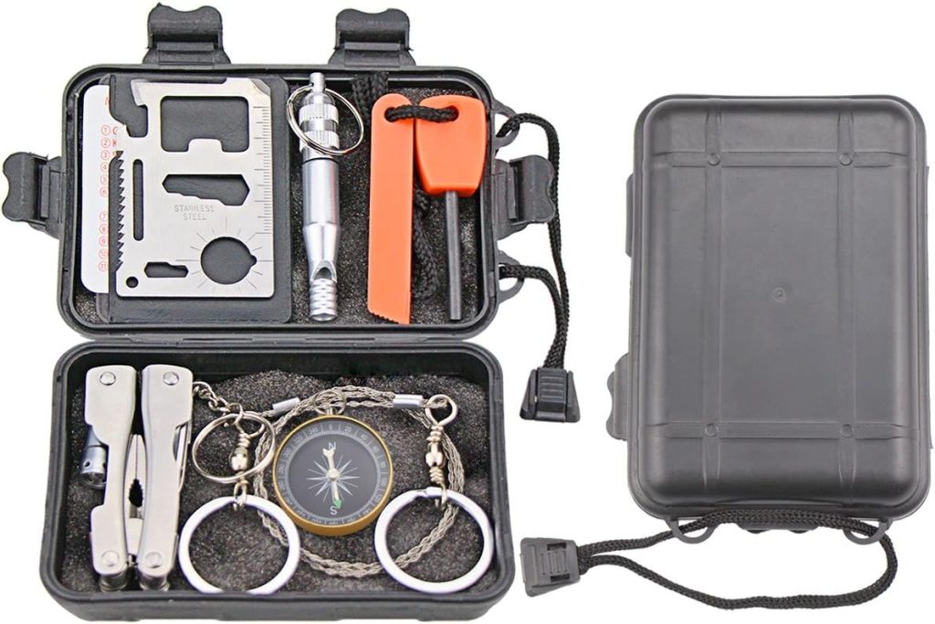 EMDMAK Survival Kit Outdoor Emergency Gear Kit for Camping Hiking Travelling or Adventures (Black)