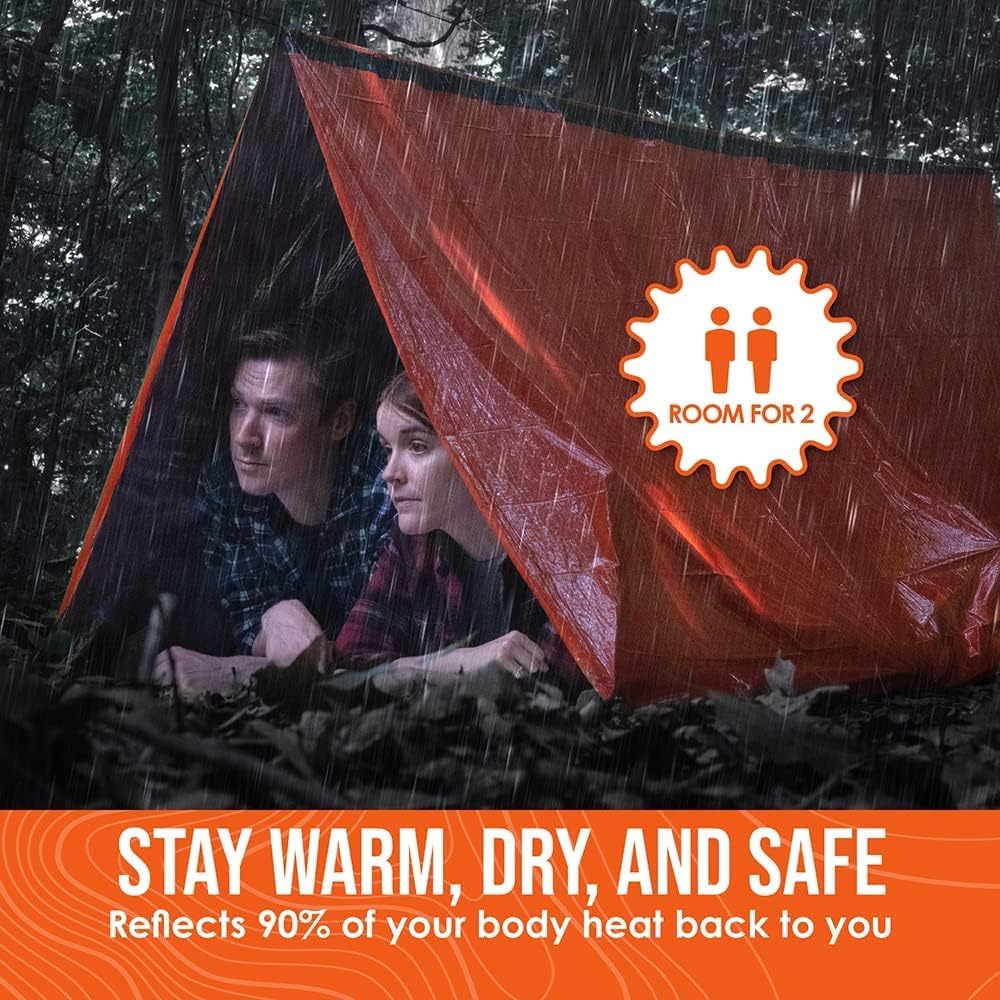 Go Time Gear Life Tent Emergency Survival Shelter – 2 Person Emergency Tent – Use As Survival Tent, Emergency Shelter, Tube Tent, Survival Tarp - Includes Survival Whistle  Paracord