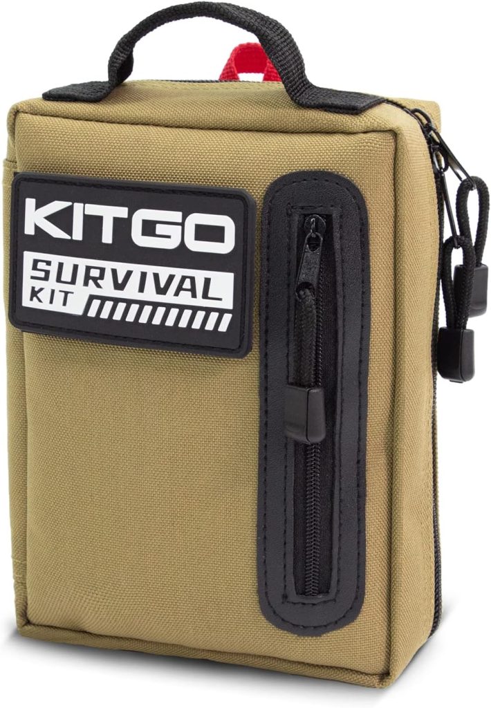 Outdoor Survival First Aid Kit 101 Piece Professional Emergency Survival Gear Tool for Hunting Hiking Camping Outdoor Adventure Fishing Travel Home Office Military Tropical Storms (Khaki)