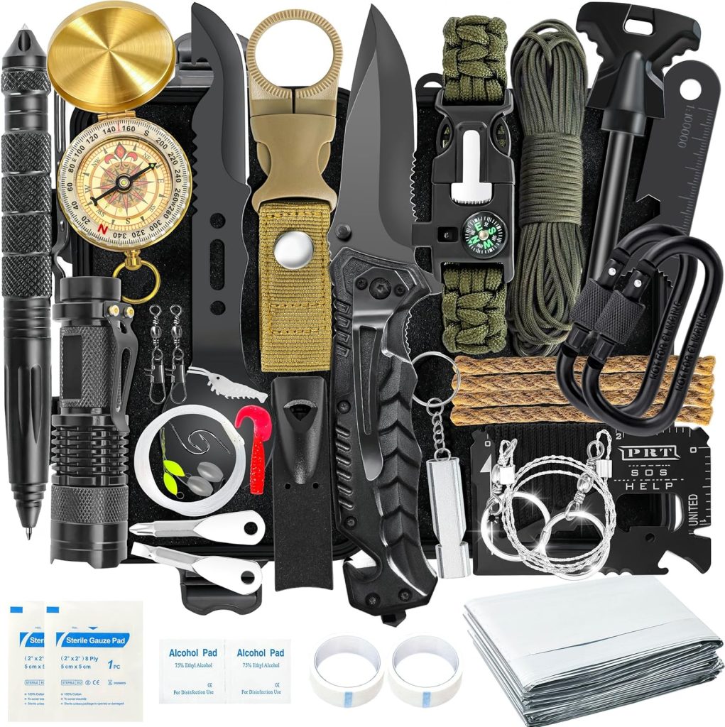 Survival Kits 37 in 1, Gifts for Men Dad Husband Valentines Day, Emergency Survival Gear and Equipment, Camping Hiking Outdoor Adventure Cool Gadgets